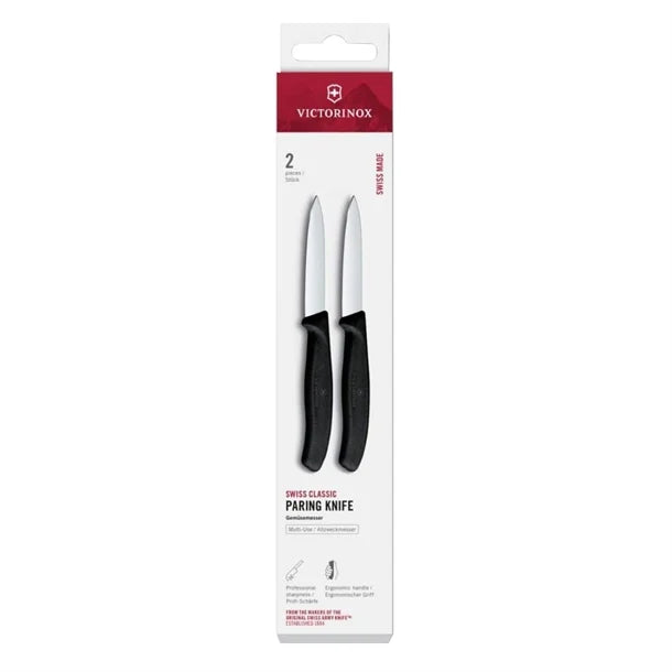 Victorinox Swiss Classic Paring Knife Straight Pointed Black 19cm (Pack 2)