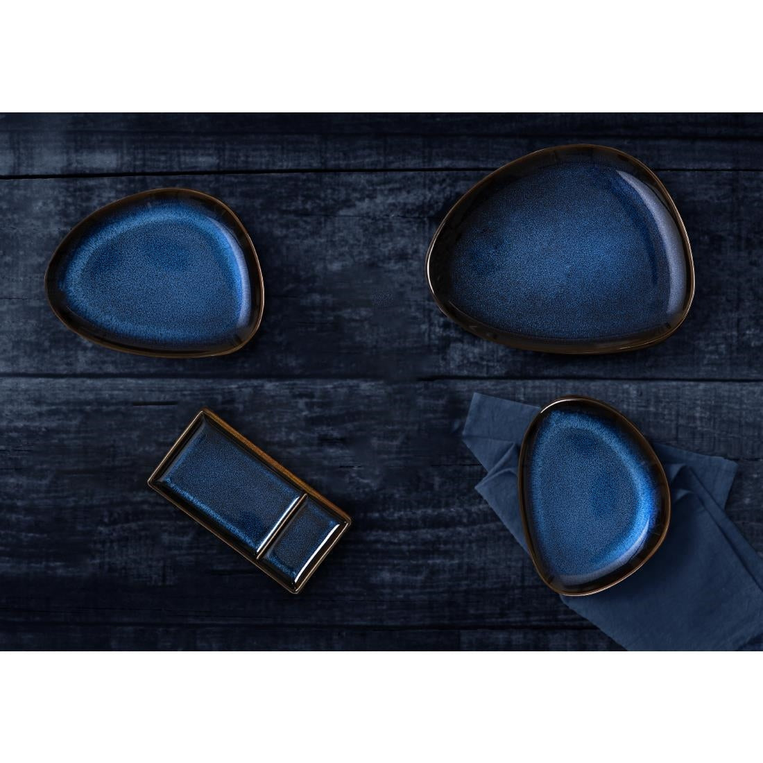 Olympia Luna Triangular Bowls Midnight Blue 228x175mm (6 Pack)