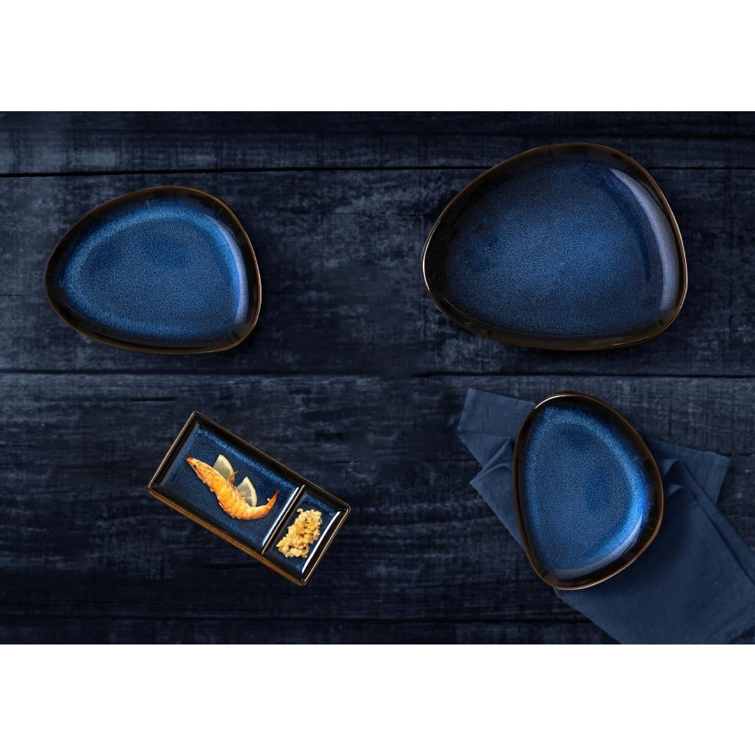 Olympia Luna Triangular Bowls Midnight Blue 228x175mm (6 Pack)