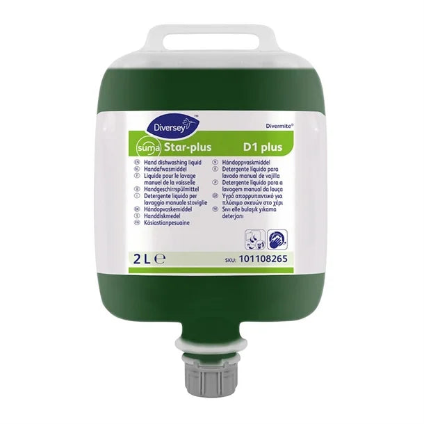 Diversey Suma Star-Plus D1 Divermite Dishwashing Liquid 2Ltr