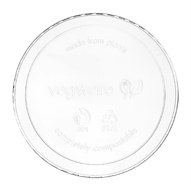 Vegware Round PLA Deli Pot Lids - Fits 8-32oz Pots (500 Pack)