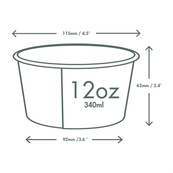 Vegware Soup Containers Green Tree 115-Series 340ml (500 Pack)