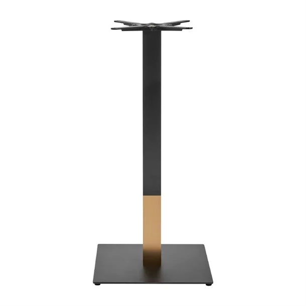 Boston Sleek Large Square Bar Height Table Base Black & Gold