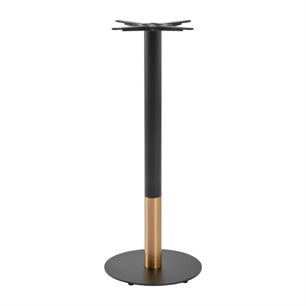 Boston Sleek Small Round Mid Height Table Base Black & Gold