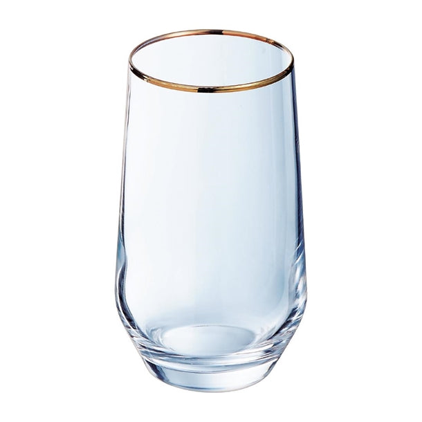 Cristal d'Arques Ultime Gold Band Hi Ball Glasses 400ml (8 Pack)