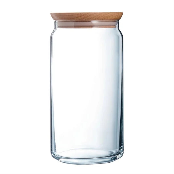Luminarc Pure Jars & Wood Lids 1.5Ltr (6 Pack)