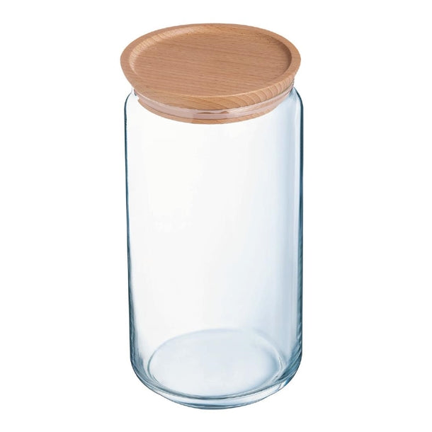 Luminarc Pure Jars & Wood Lids 1.5Ltr (6 Pack)