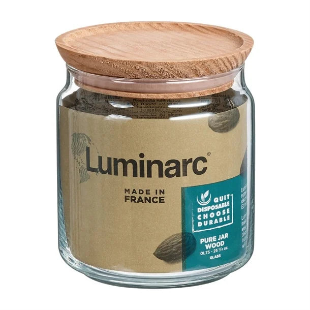 Luminarc Pure Jars & Wood Lids 750ml (6 Pack)