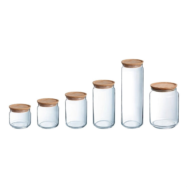 Luminarc Pure Jars & Wood Lids 750ml (6 Pack)