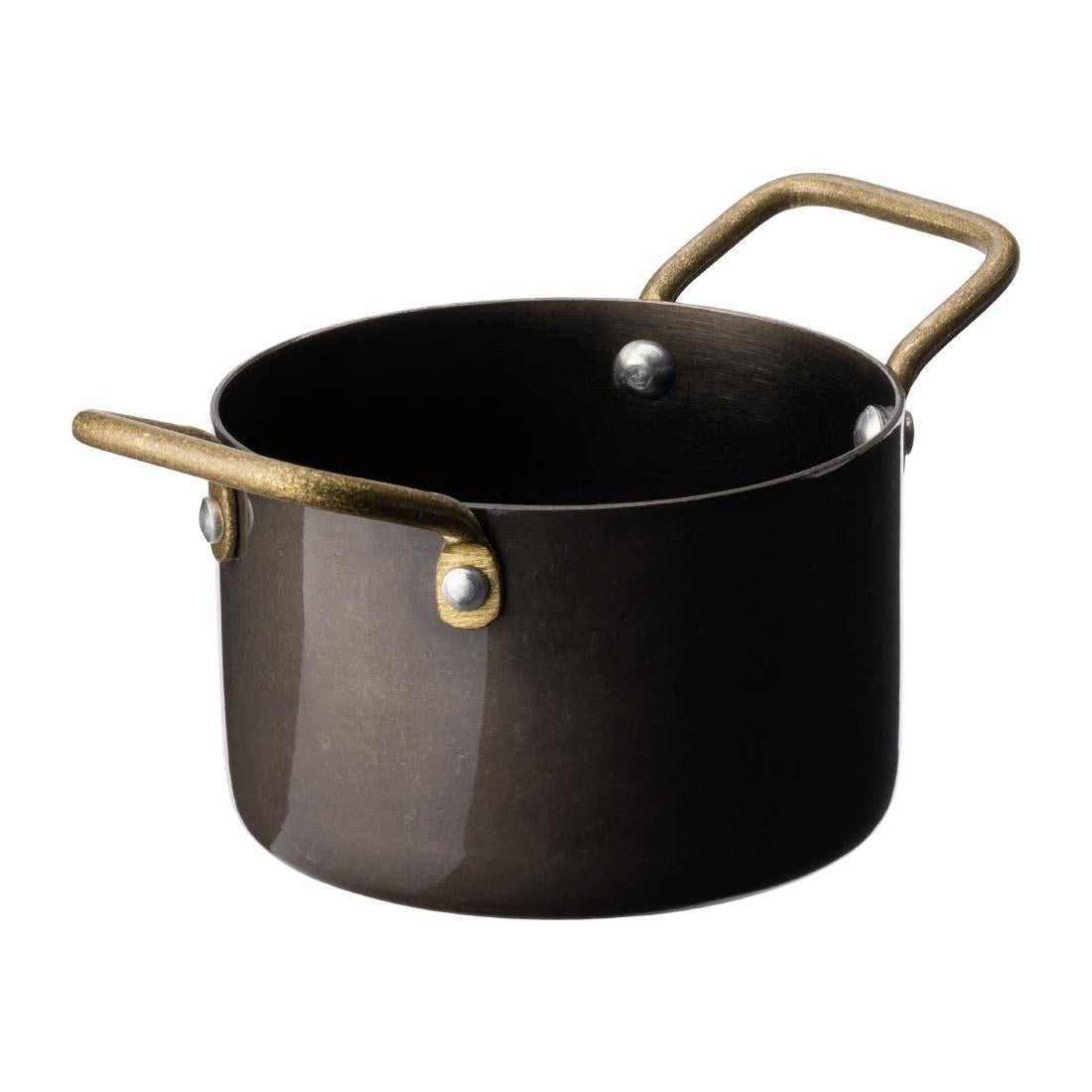 Utopia Vintage Steel Mini Casserole Dishes Black 90mm (6 Pack)