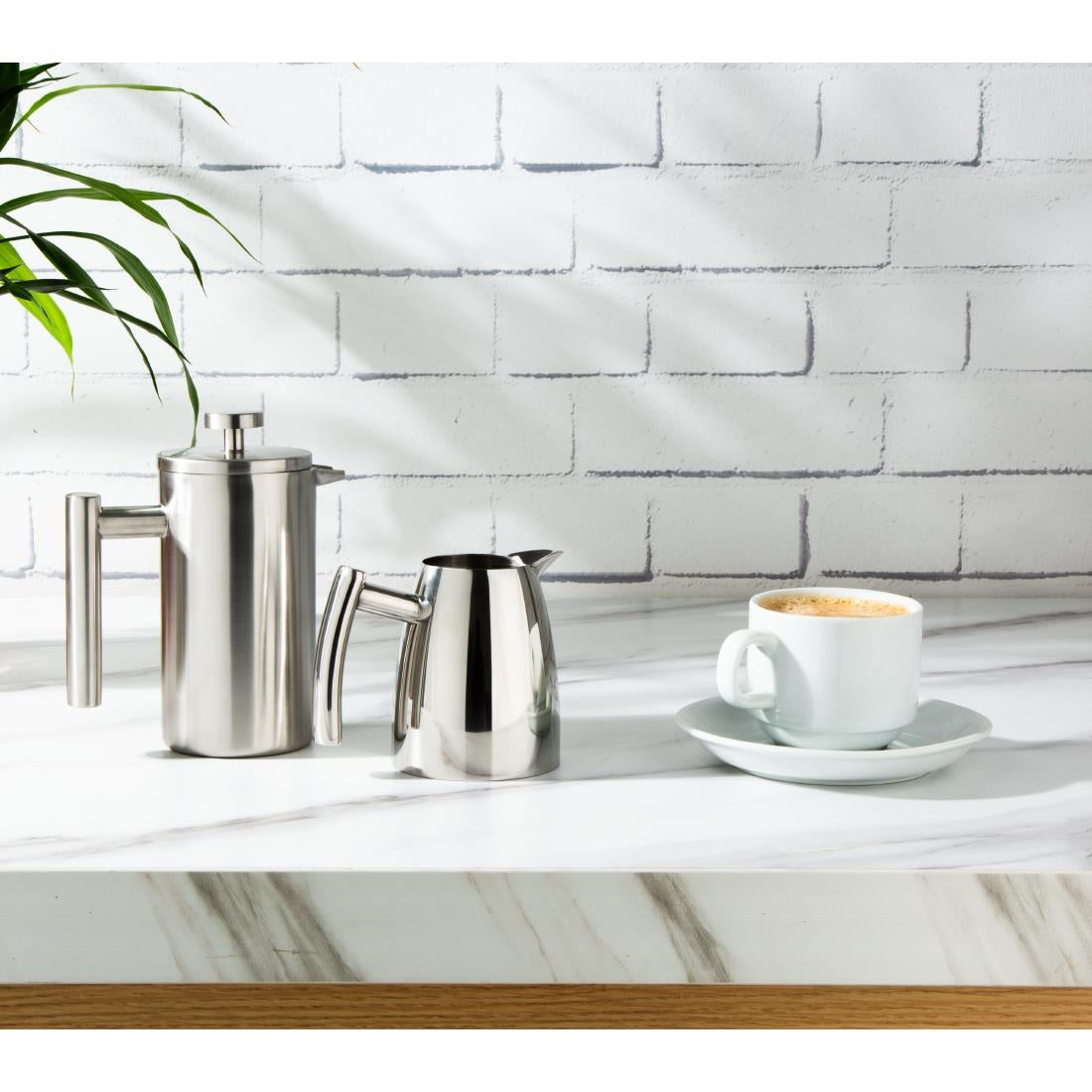 Olympia Insulated 3-Cup Cafetiere Matte Silver 350ml