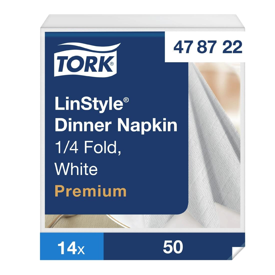 Tork LinStyle Dinner Napkins White 400x400mm (14 Pack)