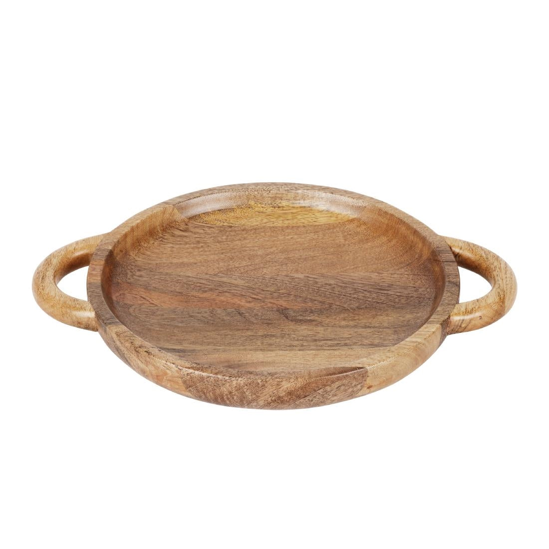 Olympia Mango Wood Round Display Tray with Handles 390x300mm