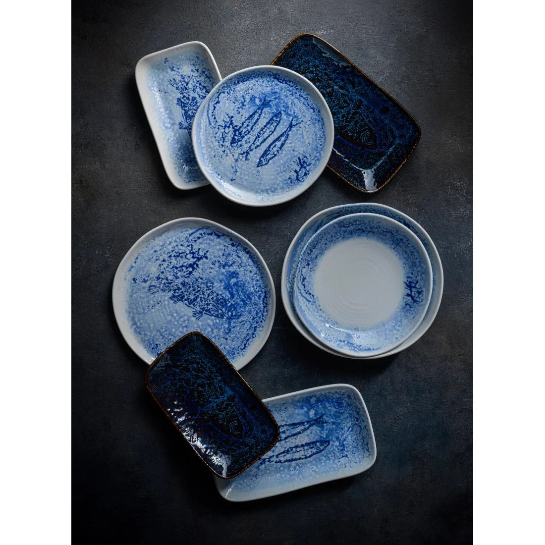 Churchill Inked Fresco Natural Deep Trays Blue 260x150mm (6 Pack)