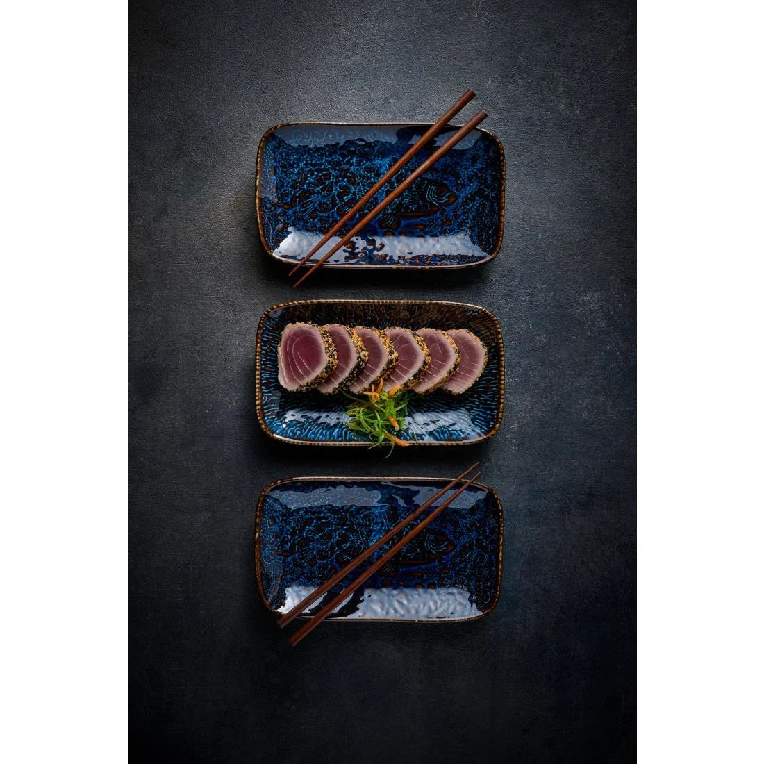 Churchill Inked Fresco Cascade Natural Deep Trays Blue 260x150mm (6 Pack)