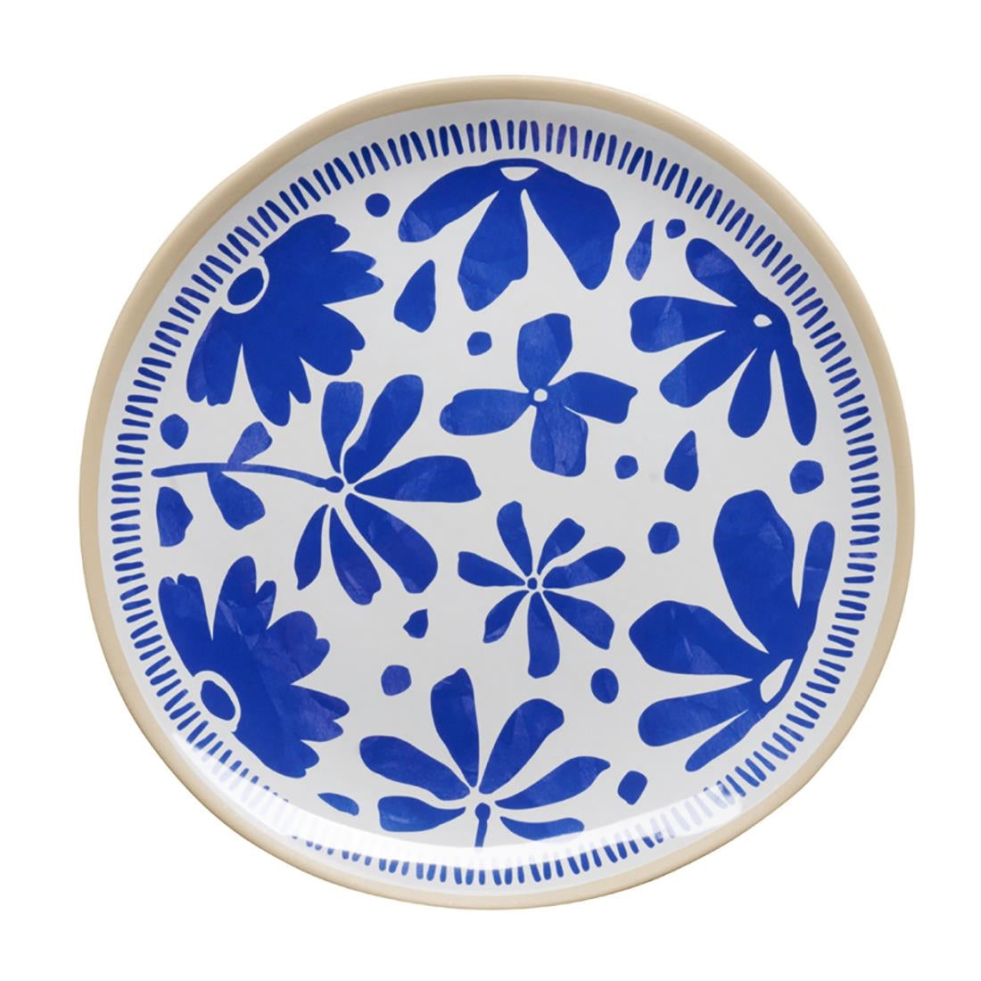 APS FLORYN Melamine Plate White & Blue 270mm (B2B)