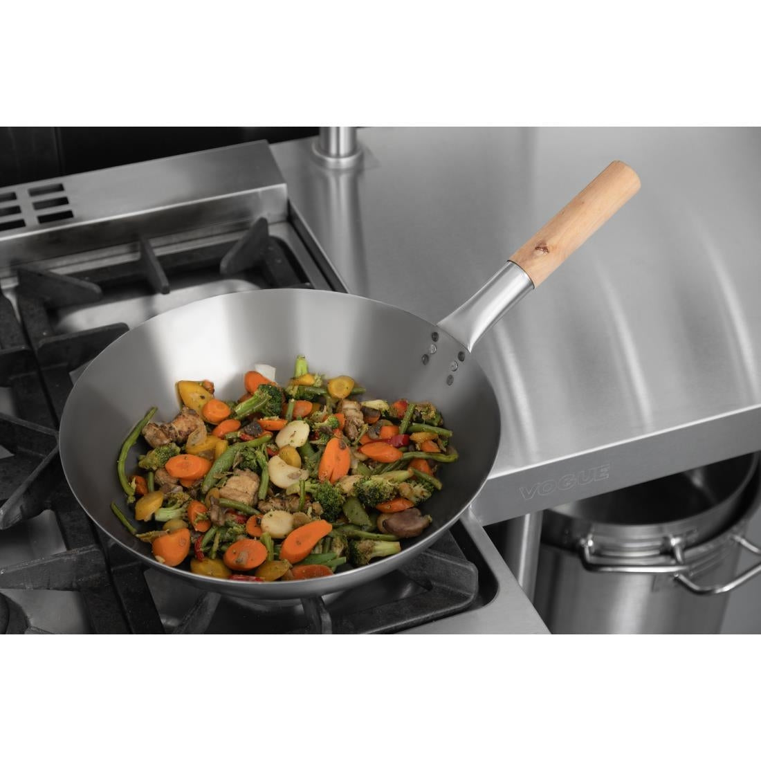 Vogue Mild Steel Flat Base Wok 356mm