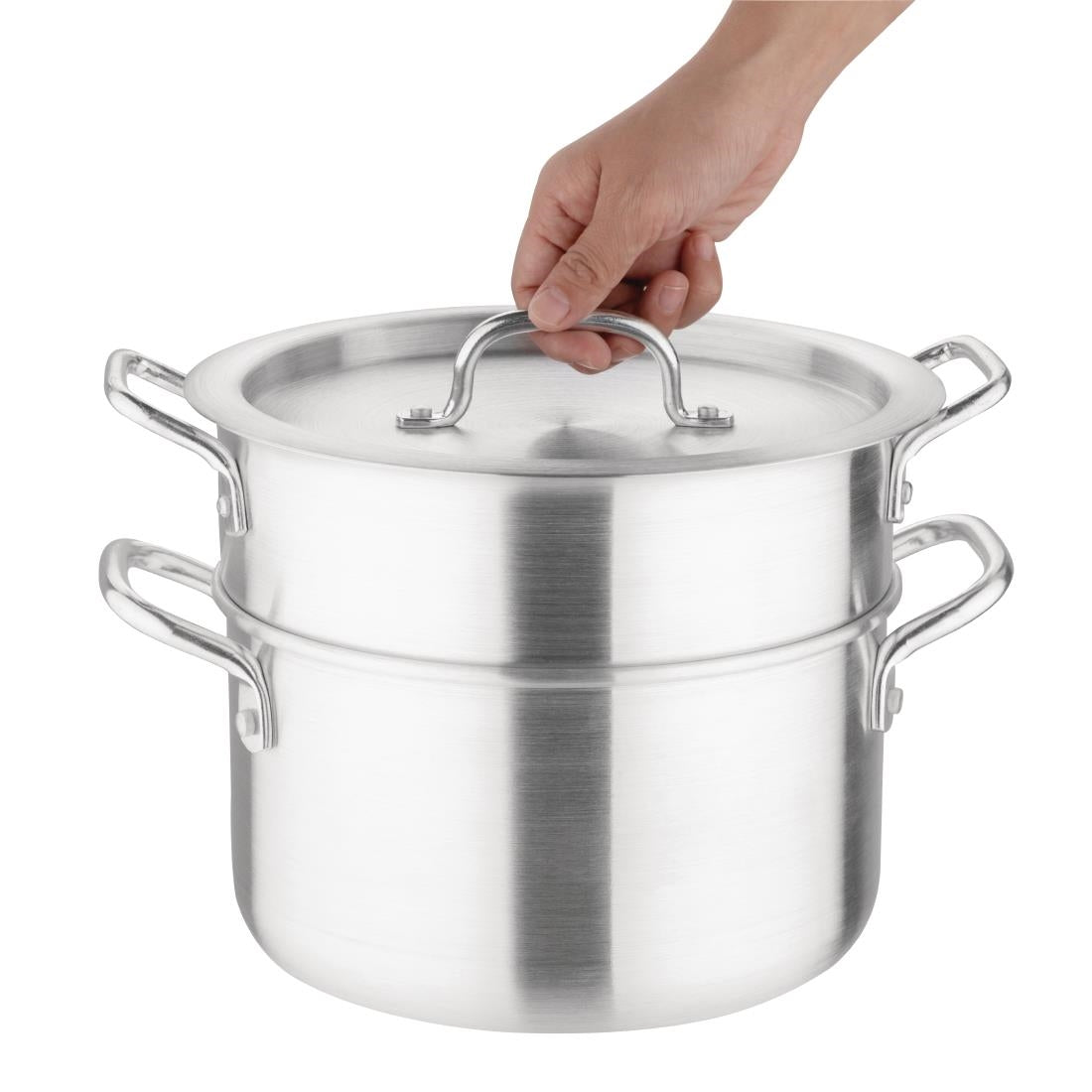 Vogue Aluminium Double Boiler Pan with Lid 24cm