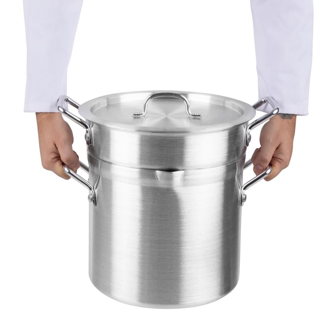 Vogue Aluminium Double Boiler Pan with Lid 28cm