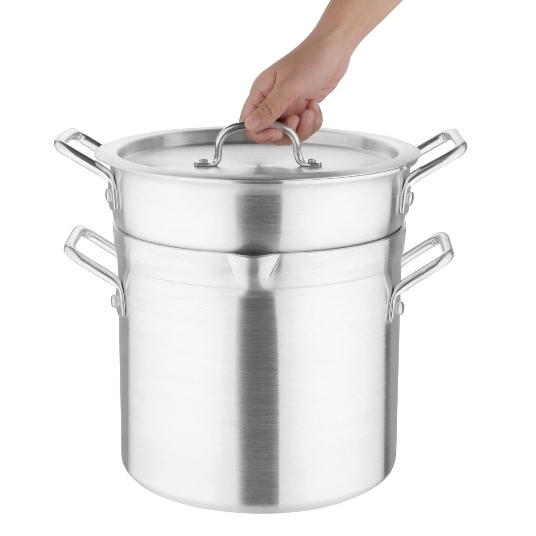 Vogue Aluminium Double Boiler Pan with Lid 28cm