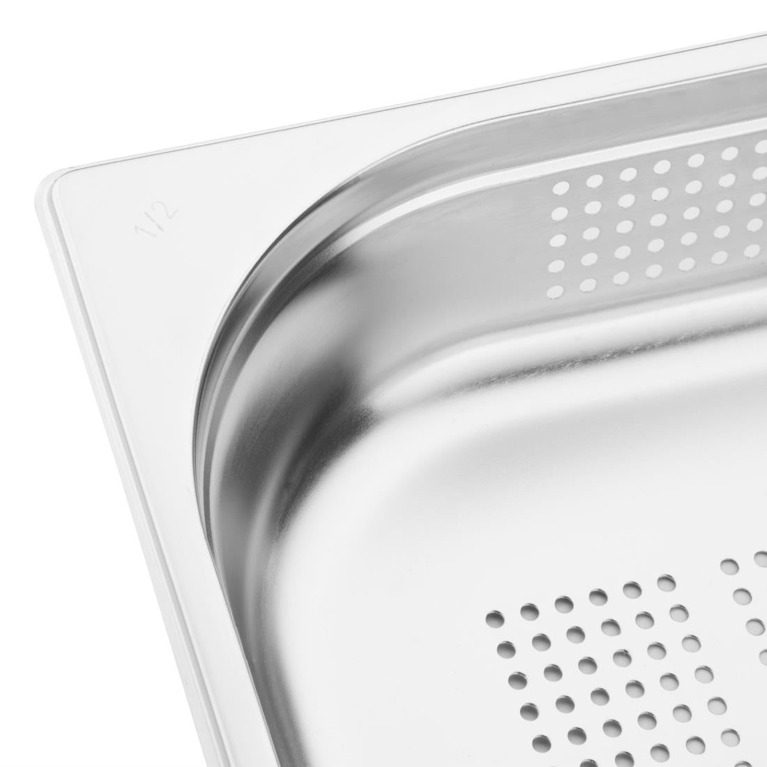 Vogue Stainless Steel Perforated 1/2 Gastronorm Tray 65mm