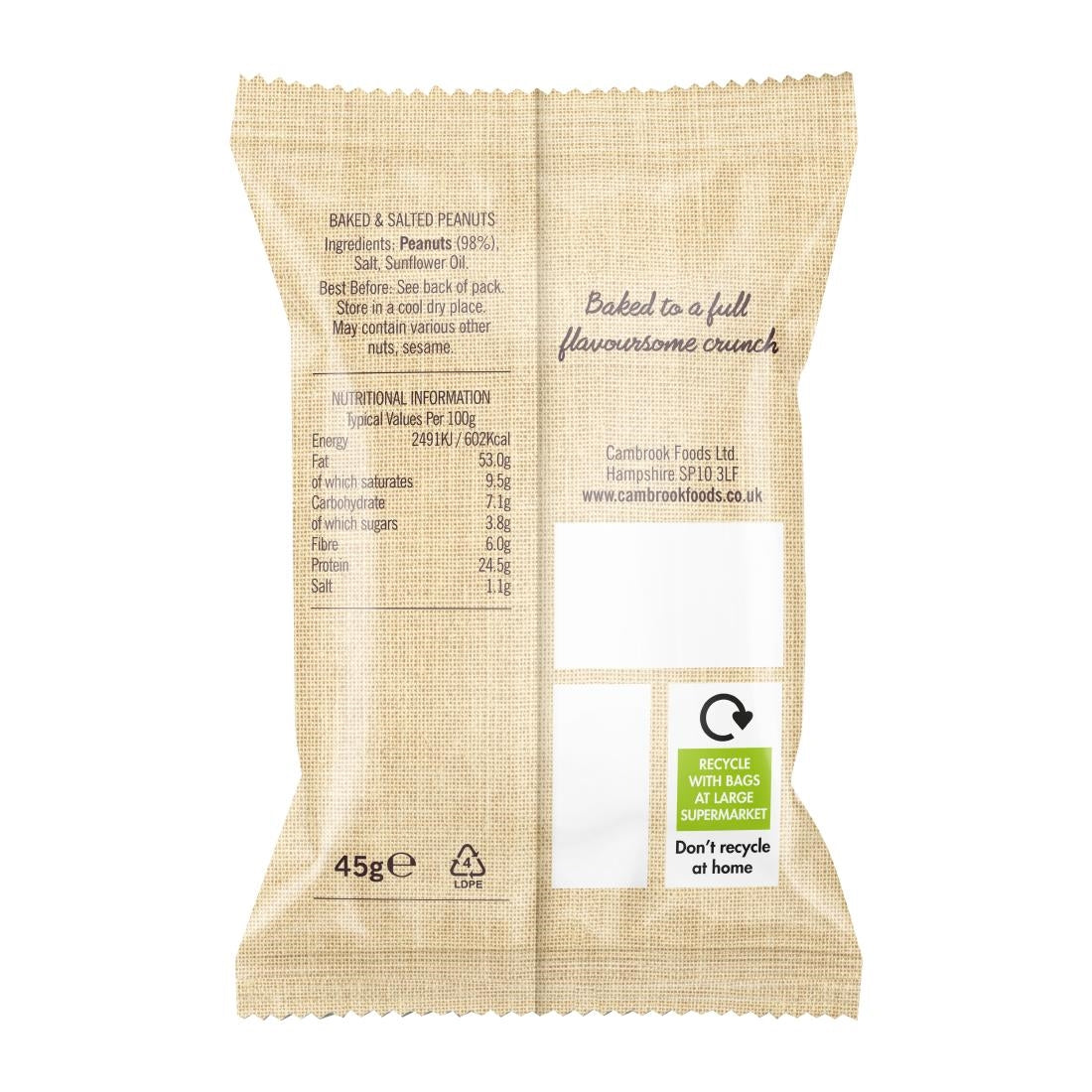 Cambrook Baked Salted Peanuts Snack Pack 45g (24 Pack)
