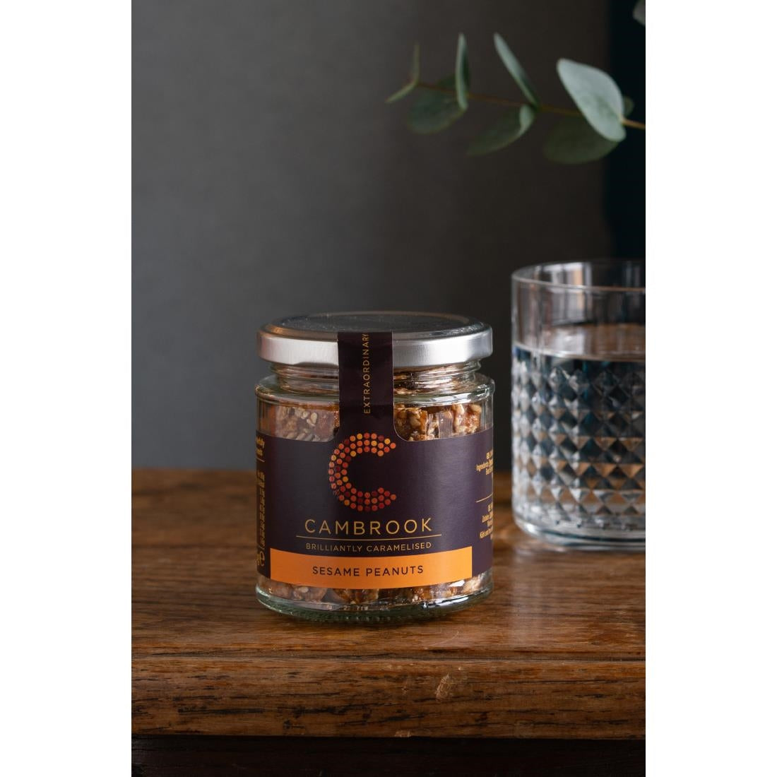 Cambrook Caramelised Sesame Peanuts Glass Jar 80g (15 pack)
