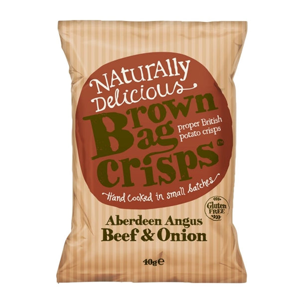 Brown Bag Crisps Aberdeen Angus Beef & Onion 40g (20 Pack)