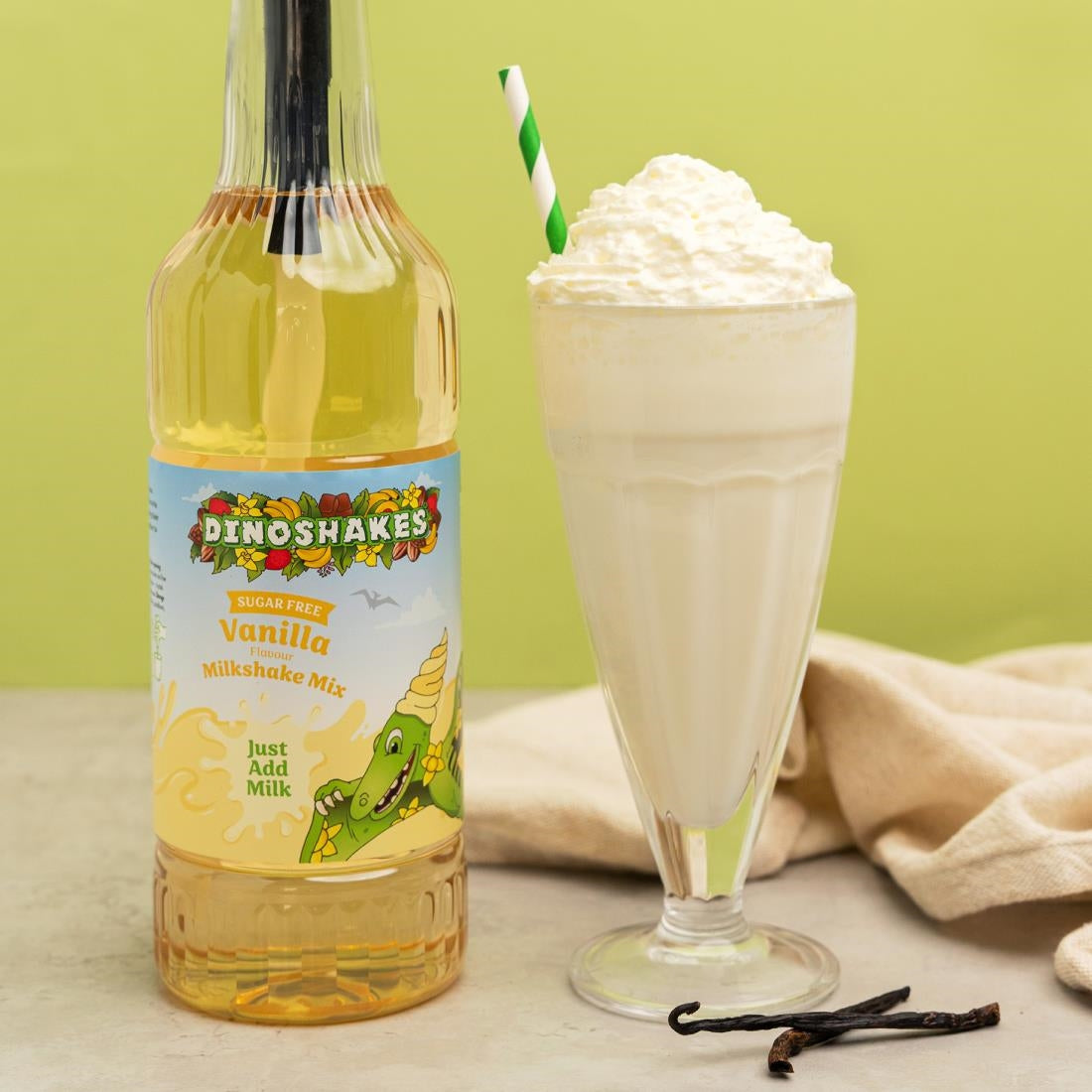 Dinoshakes Sugar Free Vanilla Milkshake Mix 1Ltr