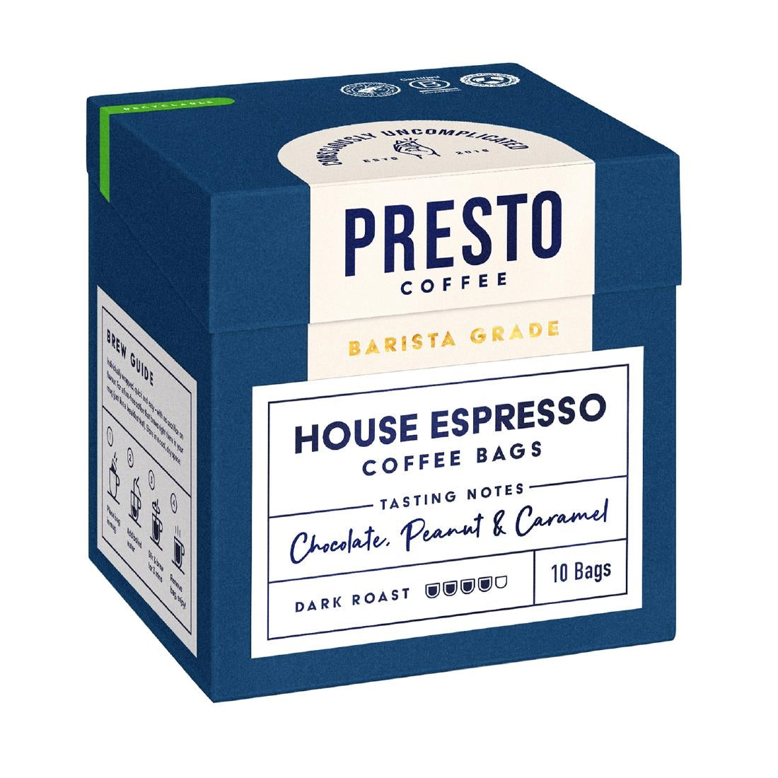 Presto Coffee House Espresso Coffee Bags Enveloped 8g (10 Pack)