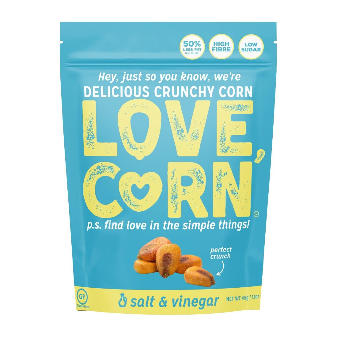 LOVE CORN Salt and Vinegar 45g (10 Pack)