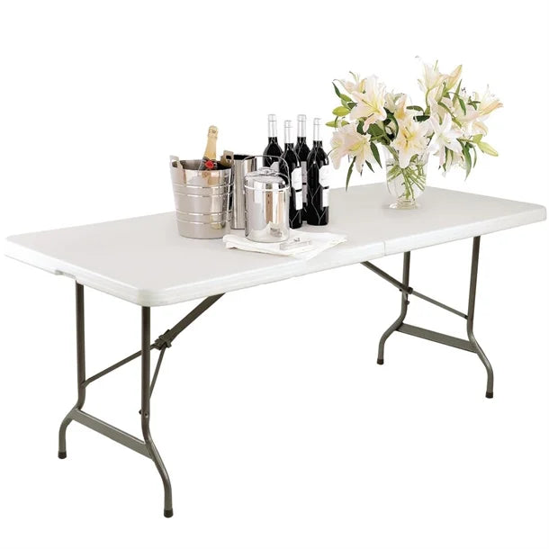 Bolero Rectangular Centre Folding Table 6ft White
