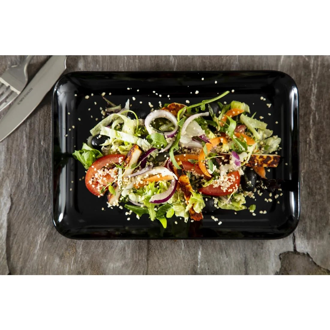 Dalebrook Melamine Small Rectangular Platter Black 240 x 160mm