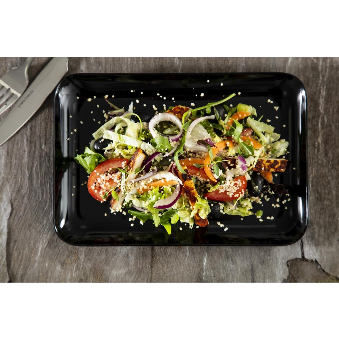 Dalebrook Melamine Small Rectangular Platter Black 240 x 160mm