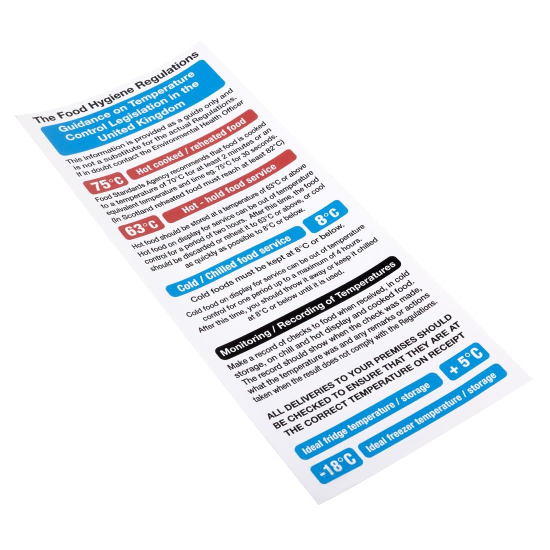 Vogue 2006 Food Act Cook Chill Guidelines Sign