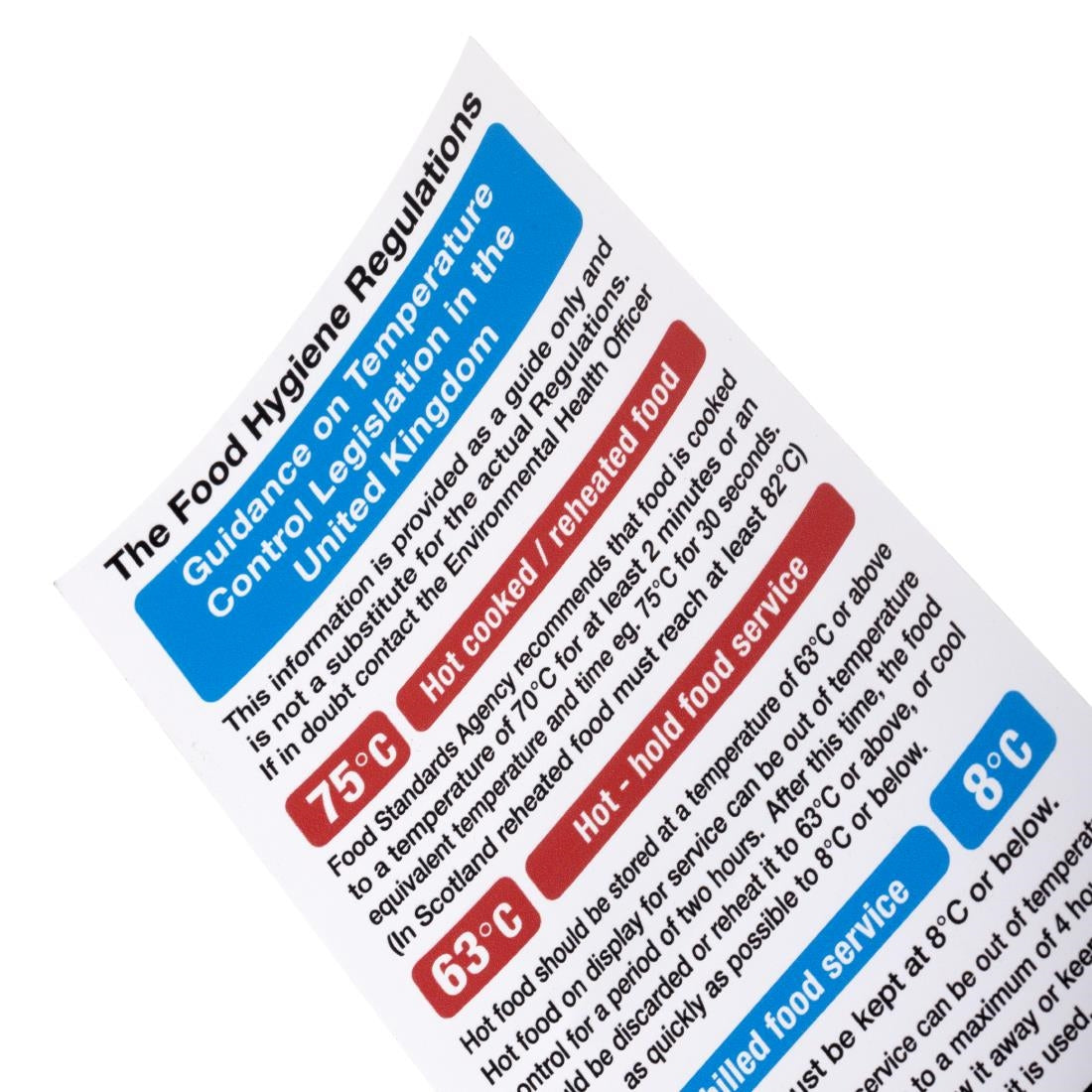 Vogue 2006 Food Act Cook Chill Guidelines Sign