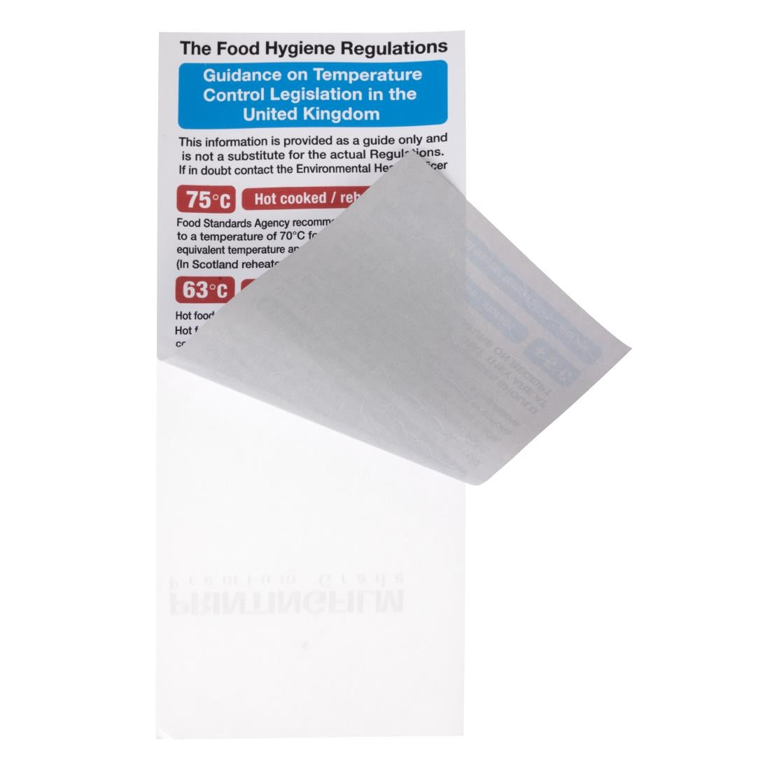 Vogue 2006 Food Act Cook Chill Guidelines Sign