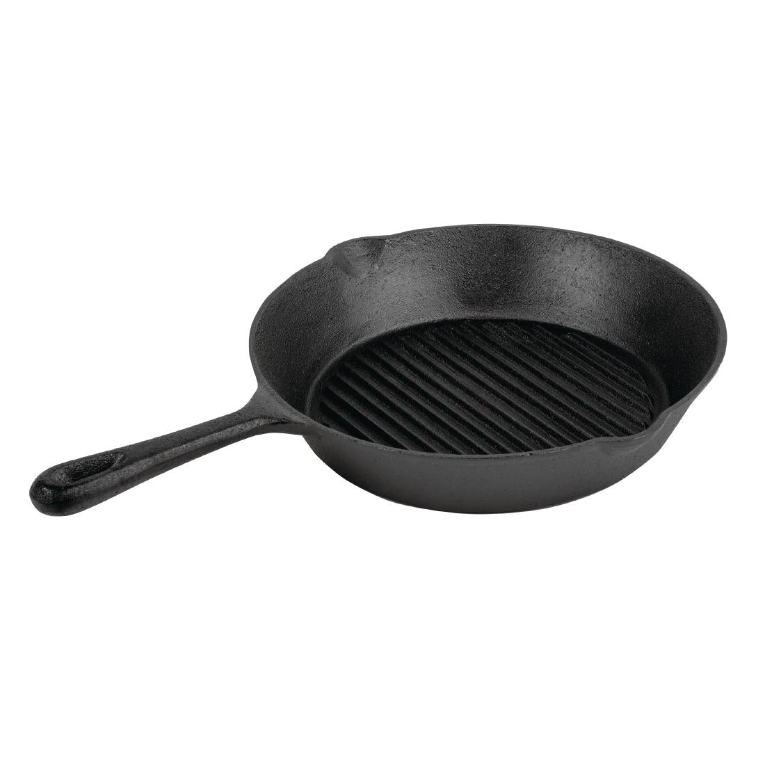 Vogue Round Cast Iron Ribbed Skillet Pan 26cm