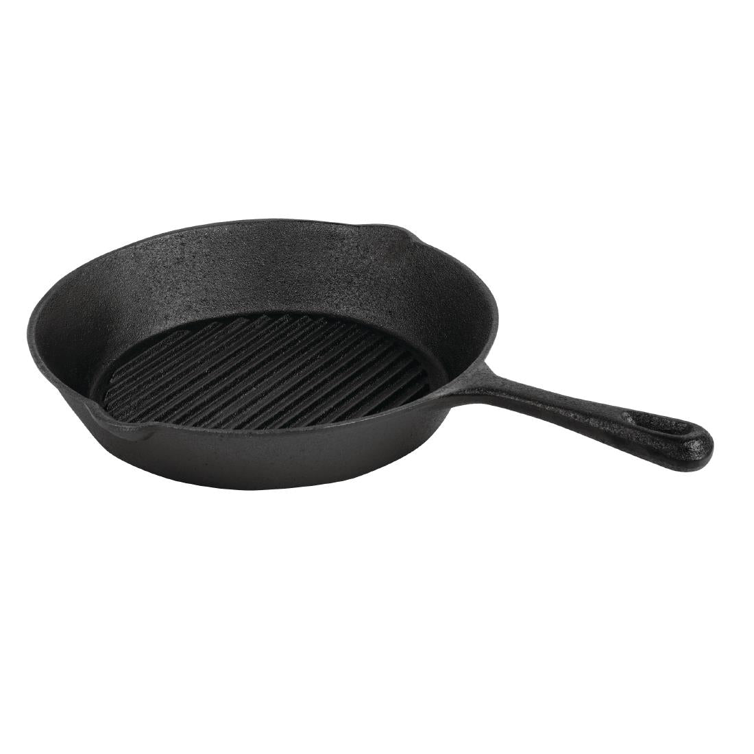Vogue Round Cast Iron Ribbed Skillet Pan 26cm