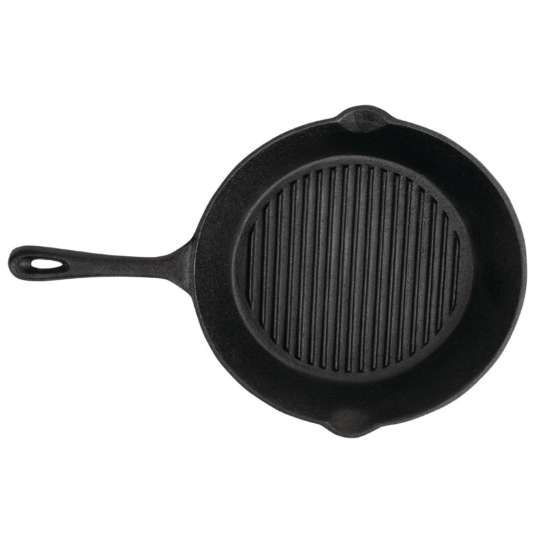 Vogue Round Cast Iron Ribbed Skillet Pan 26cm
