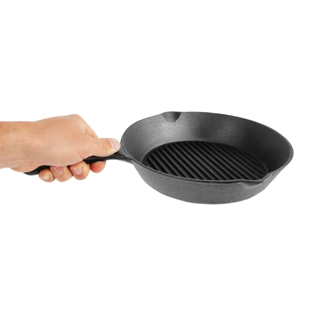Vogue Round Cast Iron Ribbed Skillet Pan 26cm