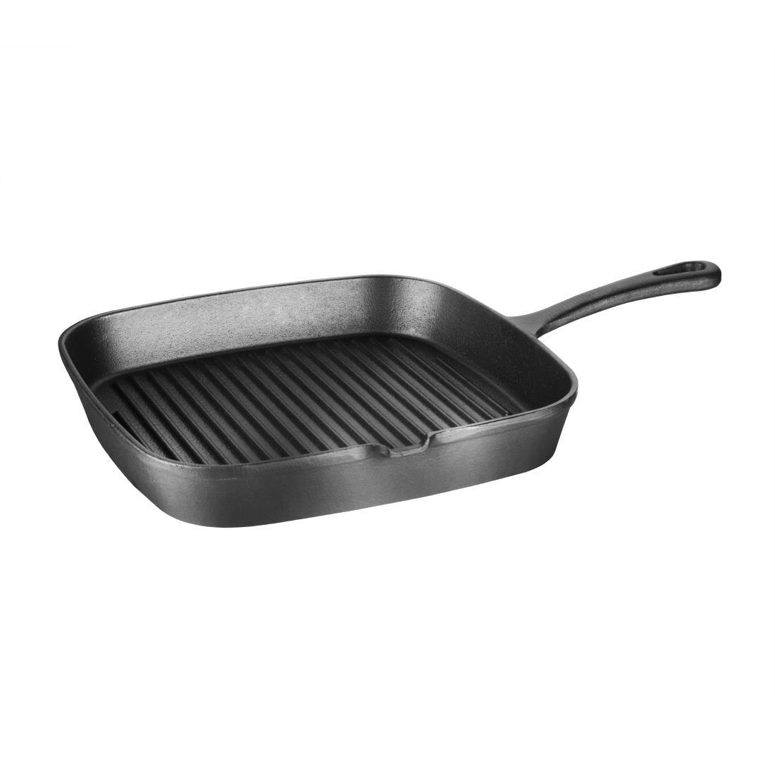 Vogue Square Cast Iron Ribbed Skillet Pan 24cm