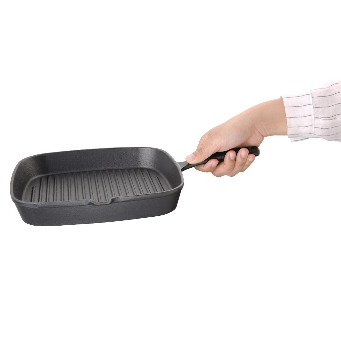 Vogue Square Cast Iron Ribbed Skillet Pan 24cm