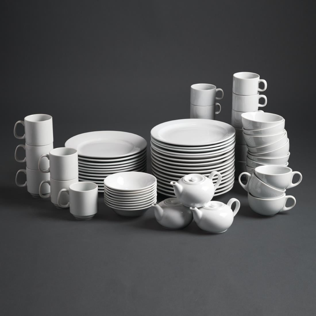 Olympia Whiteware Stacking Tea Cups 200ml (12 Pack)