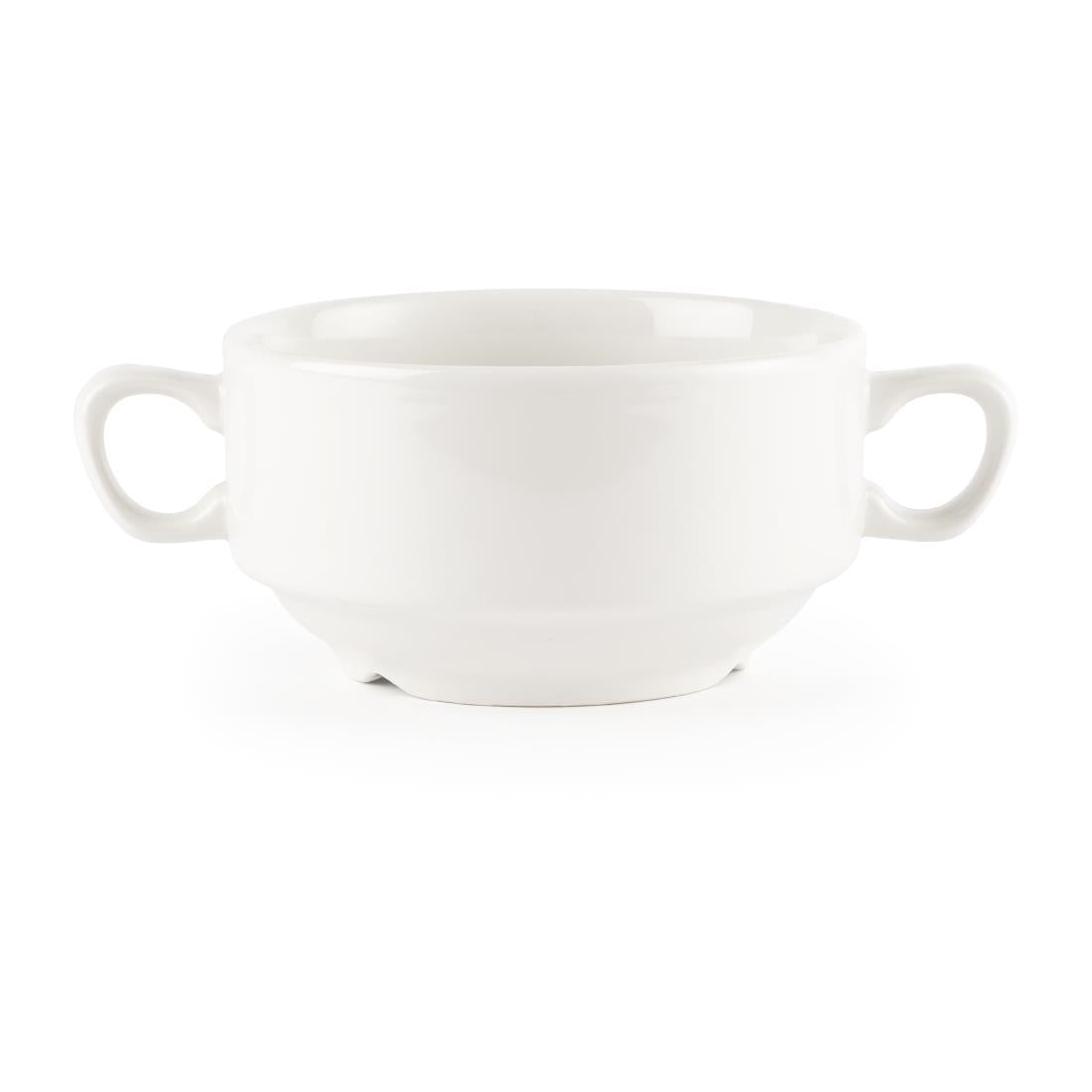 Churchill Whiteware Handled Soup Bowls 398ml (24 Pack)