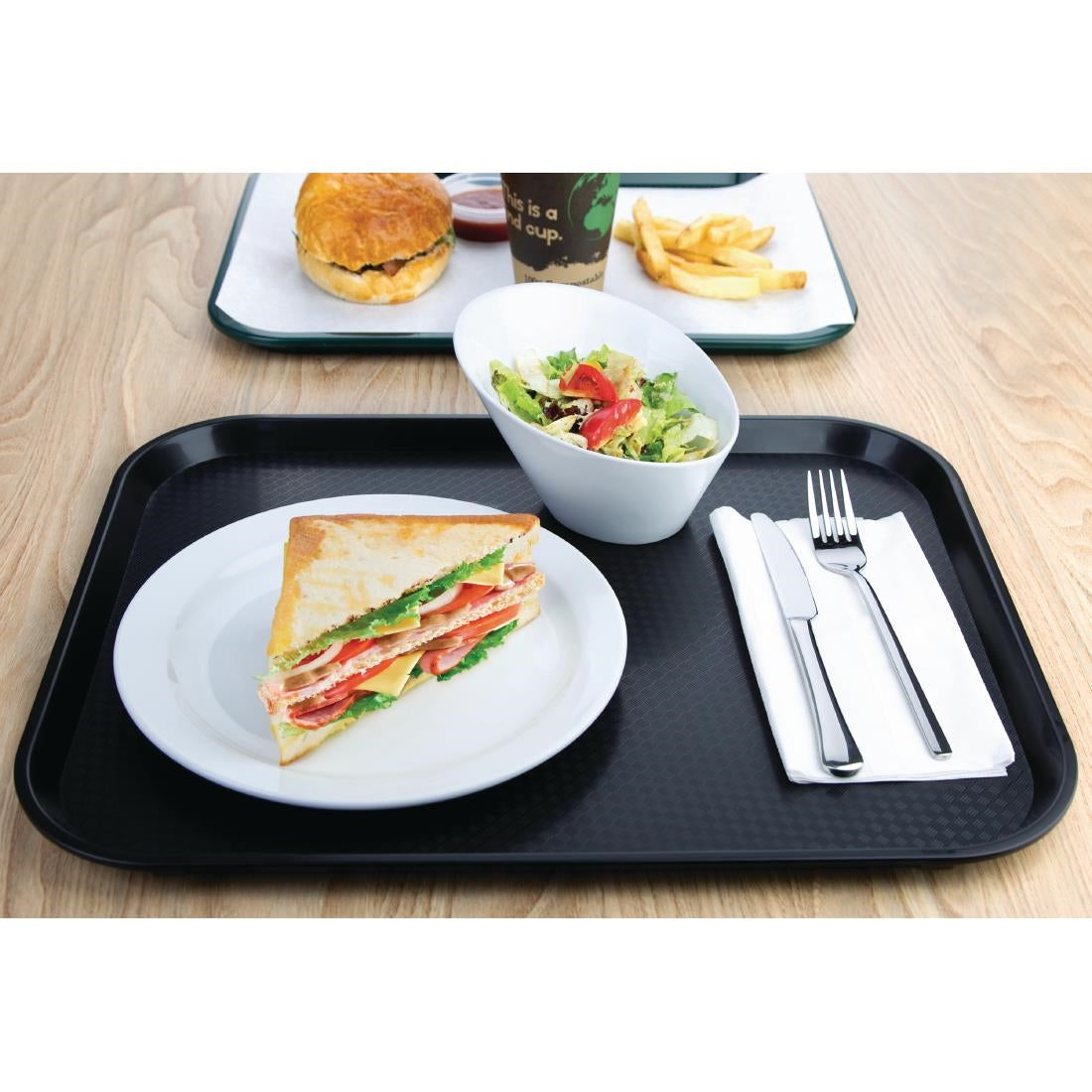 Polypropylene Fast Food Tray Black Large