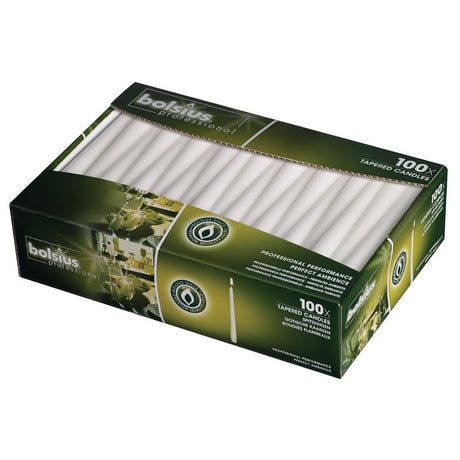 Bolsius Tapered White 10" Candles (100 Pack)
