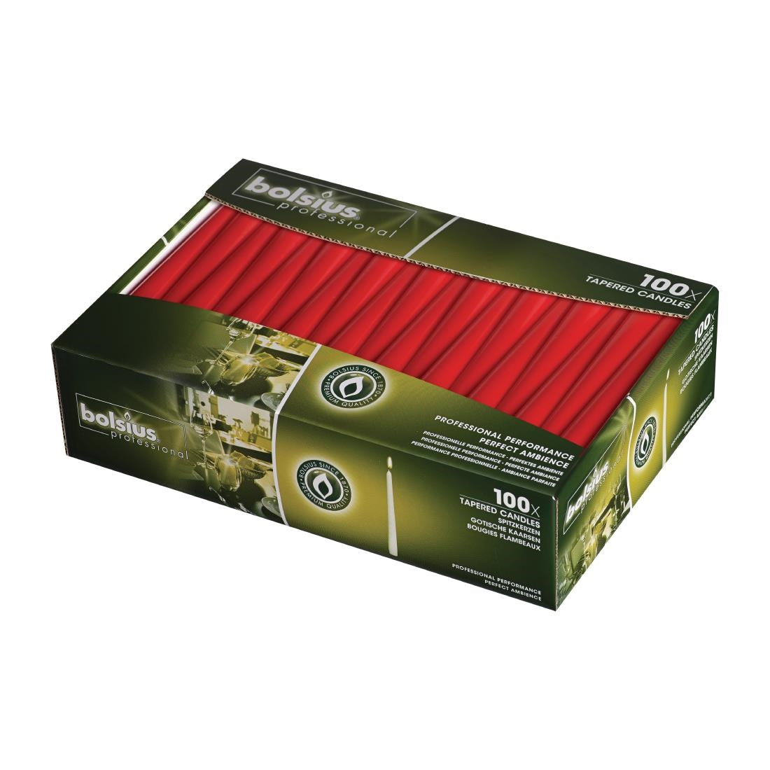 Bolsius Tapered Red 10" Candles (100 Pack)