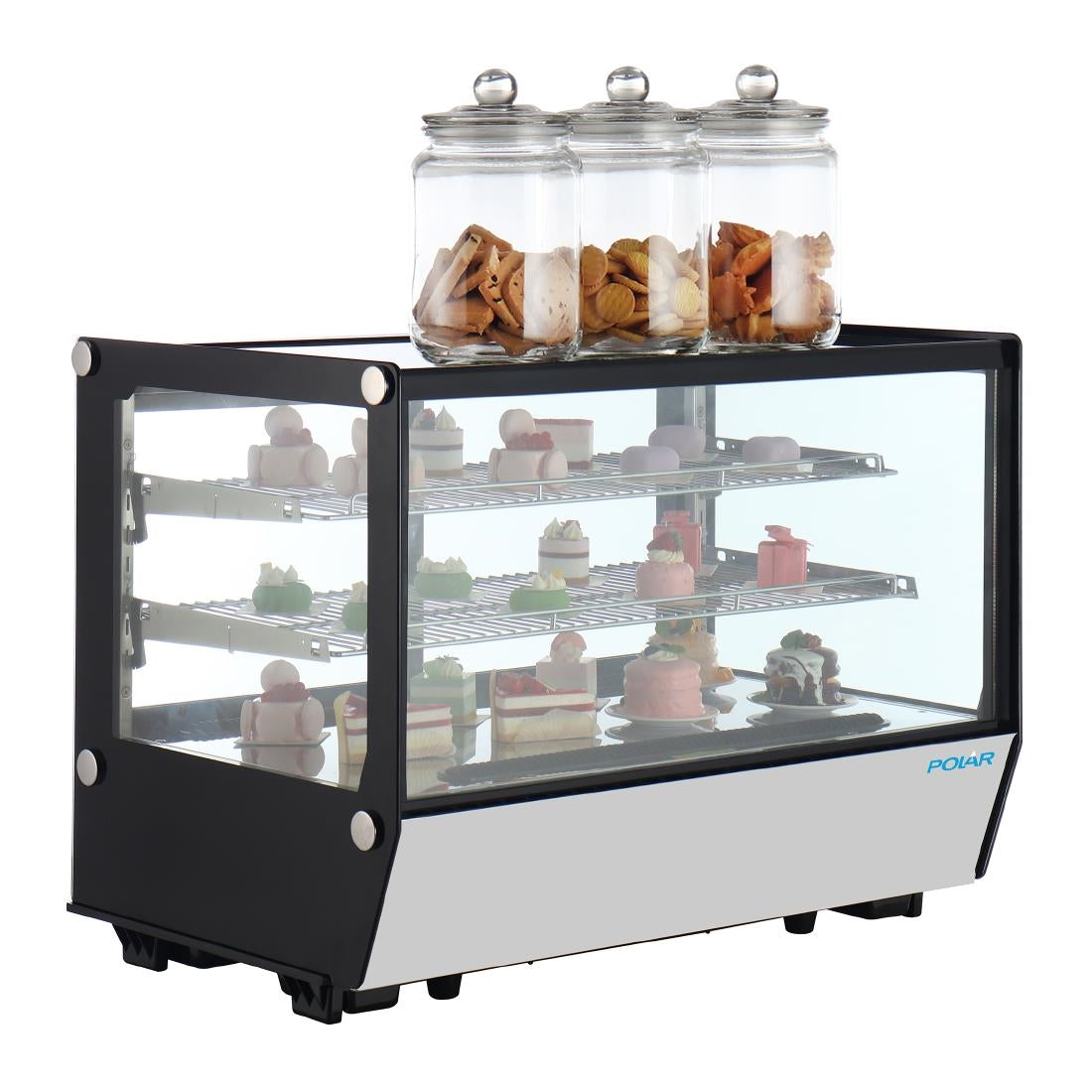 Polar G-Series Countertop Display Fridge Black Square Glass 160Ltr