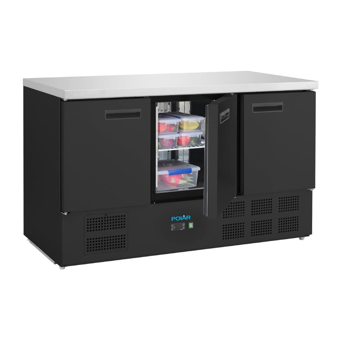 Polar G-Series Triple Door Counter Fridge Black 368Ltr